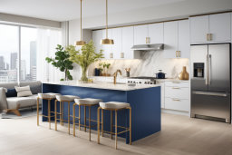 Modern Kitchen Interior with Blue Accents