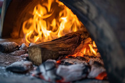 Blazing Fire in a Wood-Fired Oven