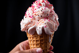 une main tenant un cornet de crème glacée