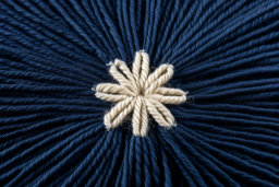 Textured Yarn Art on Dark Blue Background