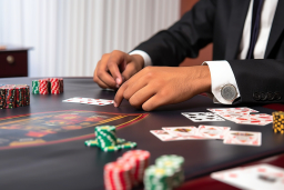 a person playing poker on a table
