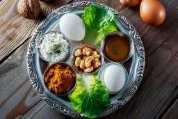 Passover Seder Plate with Traditional Foods