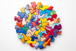 un puzzle circulaire avec de nombreuses pièces de pièces colorées