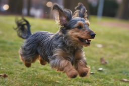Un perro corriendo sobre hierba