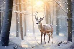 Winter Wonderland: Deer in Snowy Forest
