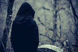 Person in Hoodie Facing Forest