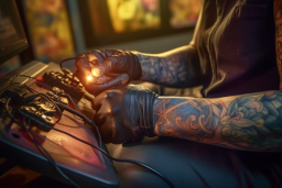 una persona con tatuaggi tra le mani