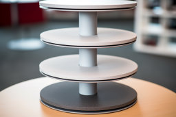a round white and black object on a table