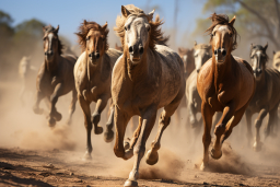 Un gruppo di cavalli che corre
