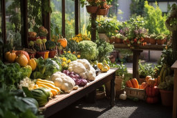 ein Tisch voller Gemüse und Pflanzen
