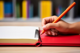 une main tenant un crayon sur un cahier