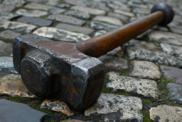 Large Sledgehammer on Cobblestone Pavement