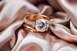 Elegant Engagement Ring on Satin Fabric