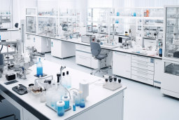 Un laboratoire blanc avec de nombreux objets blancs