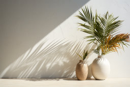 une paire de vases avec un palmier dedans