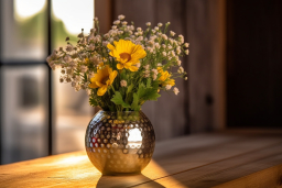 un vase avec des fleurs dedans