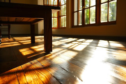Sunlight Streaming Through Windows Onto Wooden Floor