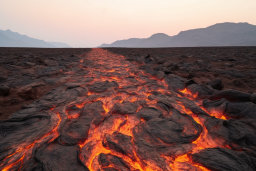 lava que fluye lava en un desierto