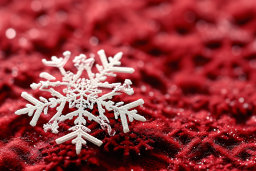 Frosty Snowflake on Red Textile