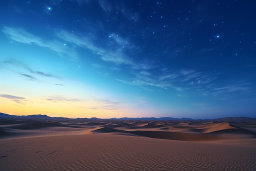 a desert with stars in the sky
