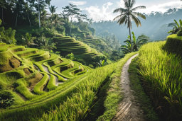Lush Green Rice Terraces in Bali