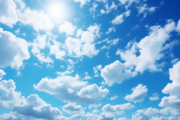 ciel bleu avec des nuages ​​et du soleil