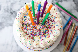 Birthday Cake with Colorful Candles