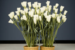 White Calla Lilies in Wicker Baskets