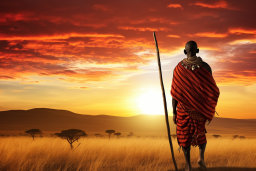 Maasai Warrior at Sunset