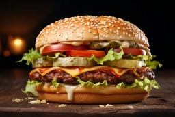 un cheeseburger avec de la laitue et des tomates