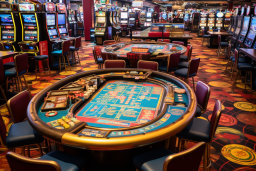 Ein Casino mit vielen Glücksspielmaschinen