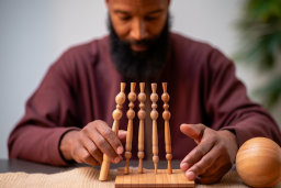 a man playing a board game