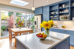 Bright Modern Kitchen with Blue Cabinets