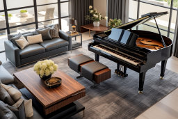Modern Living Room with Grand Piano