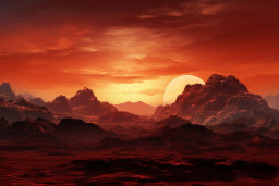 Red Alien Landscape at Sunset