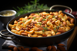 a bowl of food with nuts and herbs