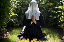 Une personne dans la tête d'une religieuse en priant