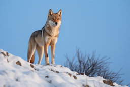 a wolf standing on a snowy hill