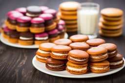 Assorted Macarons with Milk