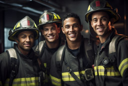 a group of firemen smiling
