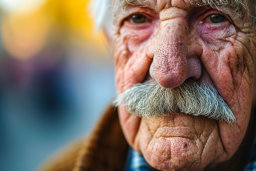 a close up of an old man
