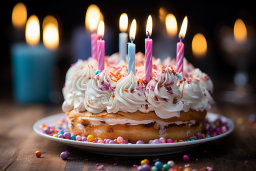 Un gâteau avec des bougies sur le dessus