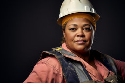 a woman wearing a hard hat and vest
