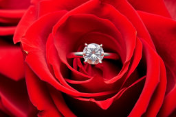 Une bague en diamant dans une rose