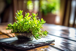 Potted Succulent on a Wooden Table