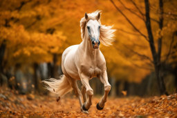 Ein Pferd, das im Wald läuft