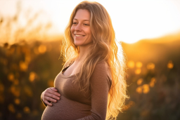 a pregnant woman with long hair