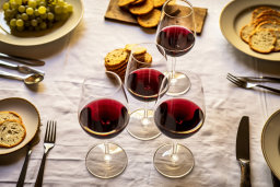 Wine Glasses and Dining Table Setting