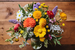 Colorful Bouquet in Mason Jar
