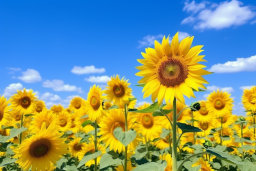 Vibrant Sunflower Field Under Blue Sky